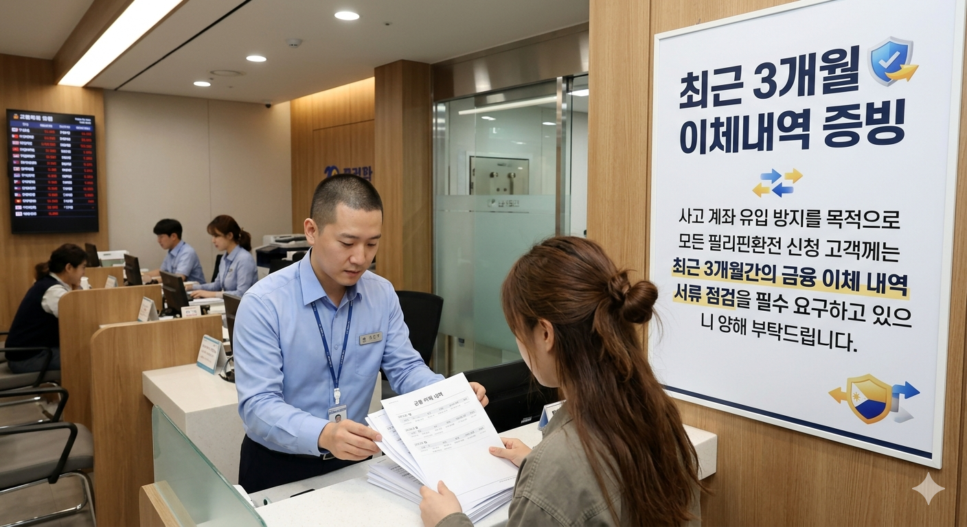 필리핀 안전 환전 3개월 이체 내역서 확인